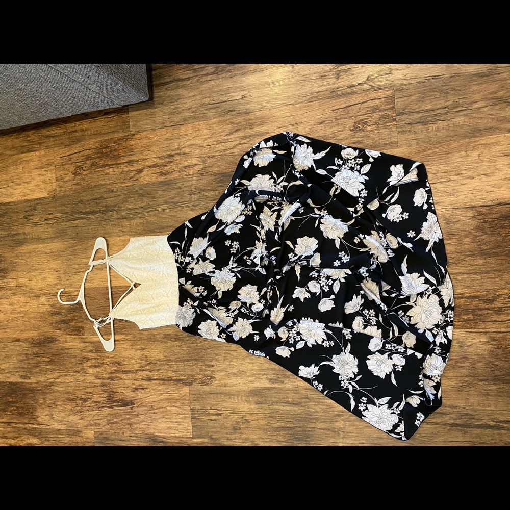 White and black dress with shorts under